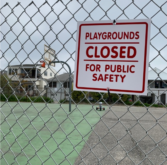 A local playground and basketball court a few blocks from my house was closed as a result of the Coronavirus. This is happening in public parks all over Long Beach in an effort to limit areas where large gatherings of people can occur. 